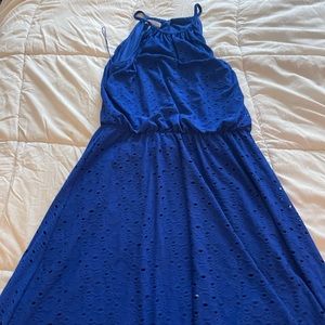 London Times Size 6 Blue Eyelet Sundress